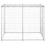 Hondenkennel buiten met dak 110x220x180 cm gegalvaniseerd staal - Afbeelding 2