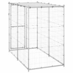 Hondenkennel buiten met dak 110x220x180 cm gegalvaniseerd staal - Afbeelding 3