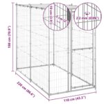 Hondenkennel buiten met dak 110x220x180 cm gegalvaniseerd staal - Afbeelding 5