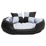Hondenkussen omkeerbaar en wasbaar 85x70x20 cm grijs en zwart - Afbeelding 2