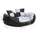 Hondenkussen omkeerbaar en wasbaar 85x70x20 cm grijs en zwart - Afbeelding 10