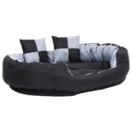 Hondenkussen omkeerbaar en wasbaar 110x80x23 cm grijs en zwart - Afbeelding 2