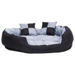 Hondenkussen omkeerbaar en wasbaar 110x80x23 cm grijs en zwart - Afbeelding 3