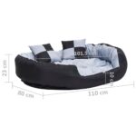 Hondenkussen omkeerbaar en wasbaar 110x80x23 cm grijs en zwart - Afbeelding 10