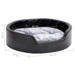 Hondenmand 69x59x19 cm pluche en kunstleer zwart en grijs - Afbeelding 7
