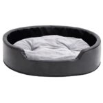 Hondenmand 79x70x19 cm pluche en kunstleer zwart en grijs – Image 2