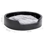 Hondenmand 79x70x19 cm pluche en kunstleer zwart en grijs – Image 7