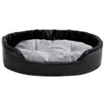 Hondenmand 90x79x20 cm pluche en kunstleer zwart en grijs – Image 2