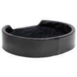 Hondenmand 79x70x19 cm pluche en kunstleer zwart – Image 4
