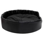 Hondenmand 90x79x20 cm pluche en kunstleer zwart - Afbeelding 3