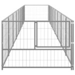 Hondenkennel 8 m² staal zilverkleurig - Afbeelding 2