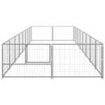 Hondenkennel 16 m² staal zilverkleurig - Afbeelding 2