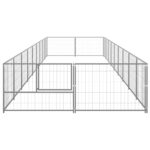 Hondenkennel 18 m² staal zilverkleurig - Afbeelding 2