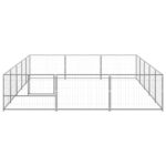 Hondenkennel 15 m² staal zilverkleurig - Afbeelding 2