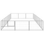 Hondenkennel 27 m² staal zilverkleurig - Afbeelding 2