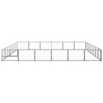 Hondenkennel 42 m² staal zwart - Afbeelding 2