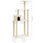 Kattenkrabpaal met sisal krabpalen 147 cm crèmekleurig – Image 7