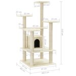 Kattenkrabpaal met sisal krabpalen 110 cm crèmekleurig – Image 7