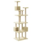 Kattenmeubel met sisal krabpalen 188 cm crèmekleurig - Afbeelding 5