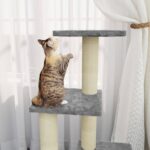 Kattenmeubel met sisal krabpalen 92 cm lichtgrijs – Image 2