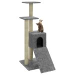 Kattenmeubel met sisal krabpalen 92 cm lichtgrijs – Image 3