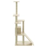 Kattenmeubel met sisal krabpalen 155 cm crèmekleurig – Image 5