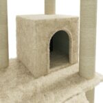 Kattenmeubel met sisal krabpalen 155 cm crèmekleurig – Image 6