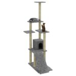 Kattenmeubel met sisal krabpalen 155 cm lichtgrijs – Image 2