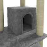 Kattenmeubel met sisal krabpalen 155 cm lichtgrijs – Image 6