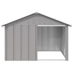 Hondenhok 116,5x103x81,5 cm gegalvaniseerd staal grijs – Image 2
