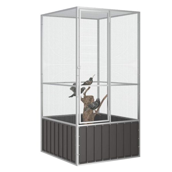 Vogelkooi 111x107x211,5 cm gegalvaniseerd staal antracietkleur