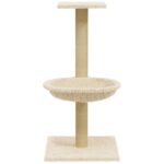 Kattenmeubel met sisal krabpaal 74 cm crèmekleurig - Afbeelding 3