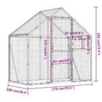 Volière 179x100x185 m aluminium antracietkleurig - Afbeelding 6