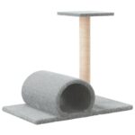 Kattenmeubel met tunnel 60x34,5x50 cm lichtgrijs – Image 4