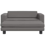 Hondenmand met verlengstuk 100x50x30 cm kunstleer grijs - Image 2