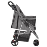 Hondenwagen inklapbaar 80x46x98 cm oxford stof grijs - Image 4