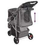 Hondenwagen inklapbaar 80x46x98 cm oxford stof grijs - Image 6