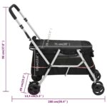Hondenwagen inklapbaar 100x49x96 cm linnenstof zwart - Image 12