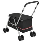 Hondenwagen inklapbaar 100x49x96 cm linnenstof zwart - Image 5