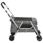 Hondenwagen inklapbaar 100x49x96 cm linnenstof grijs - Afbeelding 4