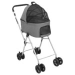 Hondenwagen 2-laags inklapbaar 83x48x97 cm oxford stof grijs - Image 7