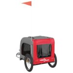 Hondenfietstrailer oxfordstof en ijzer rood en grijs – Image 7