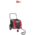 Hondenfietstrailer oxford stof en ijzer rood en zwart – Image 2