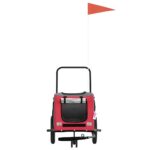 Hondenfietstrailer oxford stof en ijzer rood en zwart – Image 3