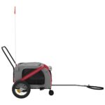Hondenfietstrailer oxford stof en ijzer rood en zwart – Image 5