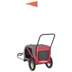 Hondenfietstrailer oxford stof en ijzer rood en zwart – Image 7