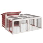 Konijnenhok 144x123x67,5 cm massief grenenhout mokkakleurig