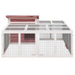 Konijnenhok 144x123x67,5 cm massief grenenhout mokkakleurig - Afbeelding 2