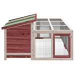 Konijnenhok 144x123x67,5 cm massief grenenhout mokkakleurig - Afbeelding 4