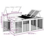 Konijnenhok 144x123x67,5 cm massief grenenhout mokkakleurig - Afbeelding 6